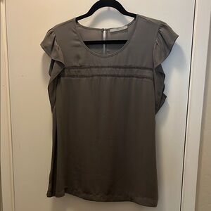 Octavia Gray Ruffled Cap Sleeve Blouse